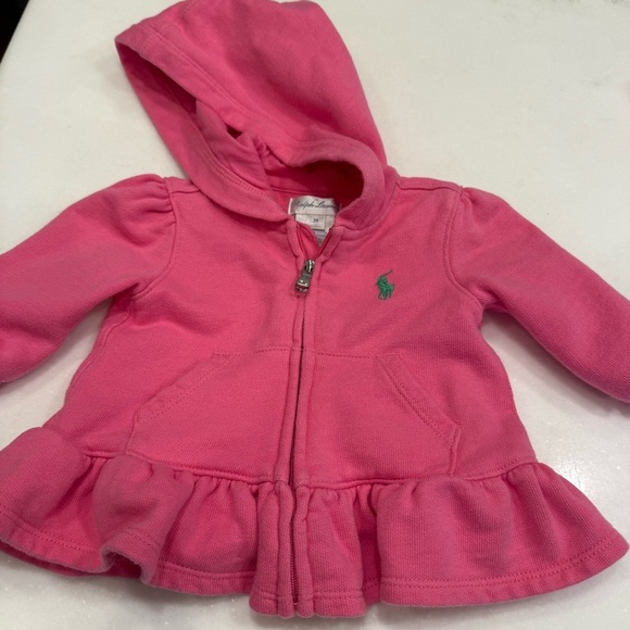 Ralph Lauren Baby Girt 2 PCS Set Pink & White Romper & Hoodie Sz 3M EUC - Picture 8 of 15